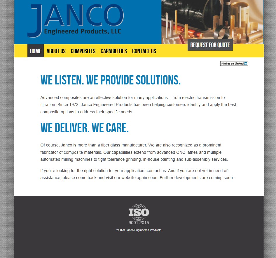 Janco Engineered Products website preview