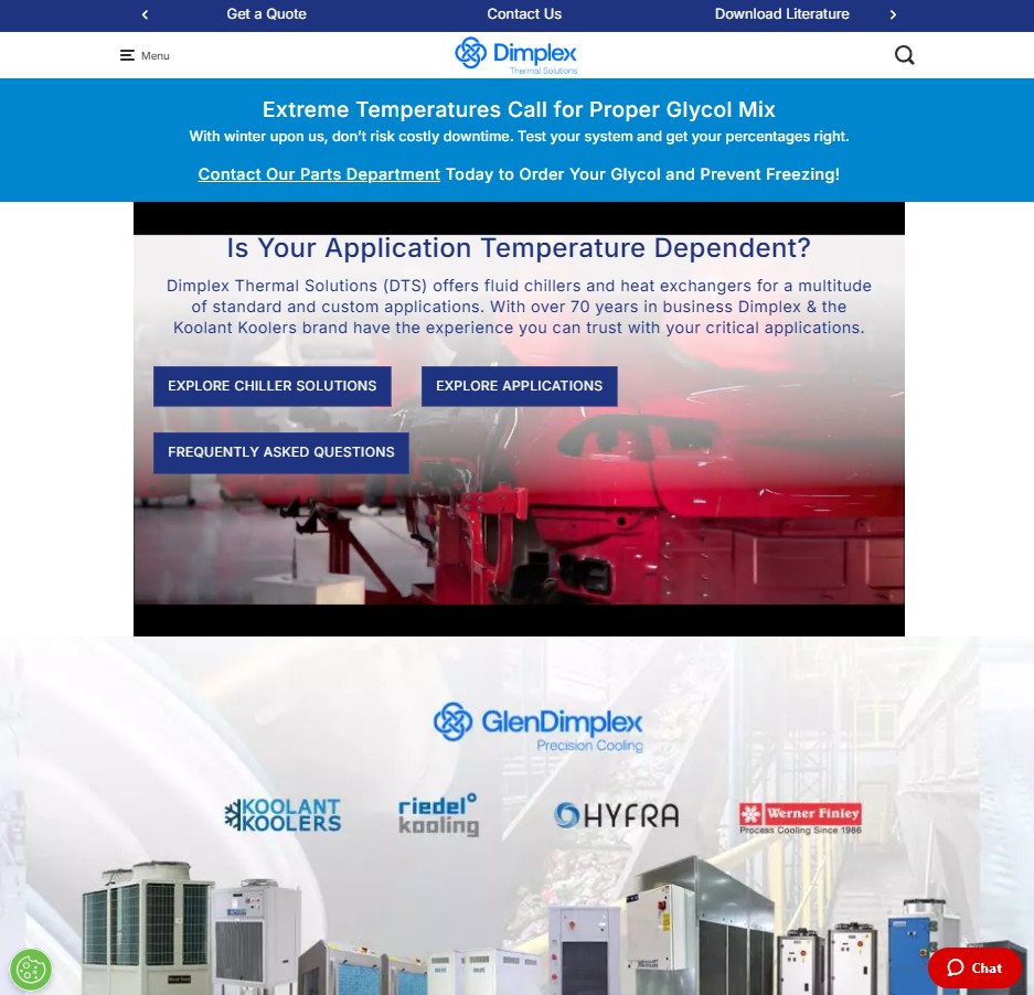 Dimplex Thermal Solutions website preview