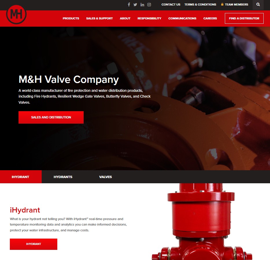 M&H Valve Company website preview