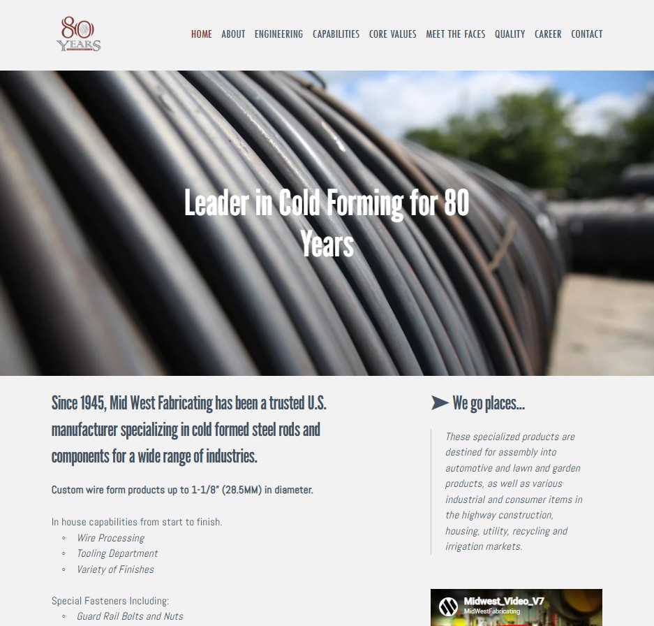 Mid West Fabricating Company website preview