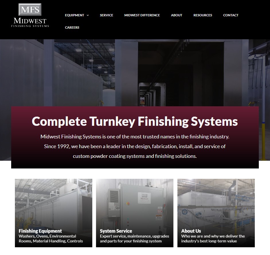 Midwest Finishing Systems, Inc. website preview