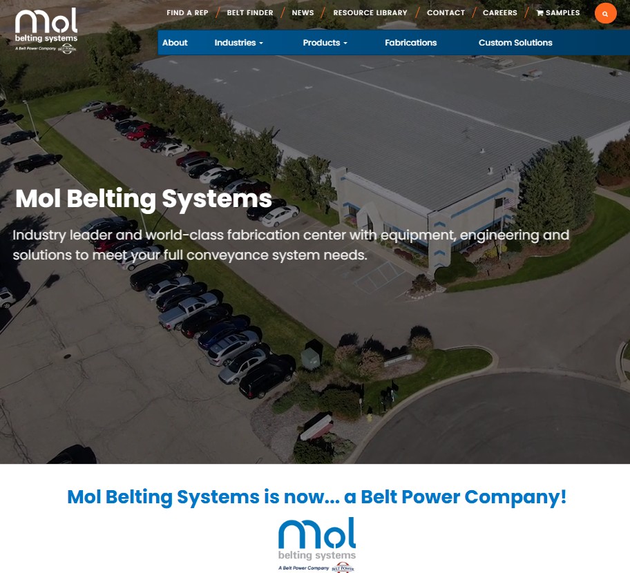 Mol Belting Systems website preview