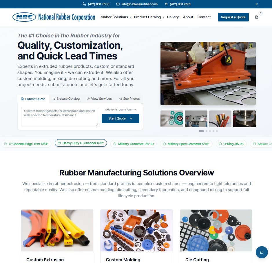 National Rubber Corp. website preview