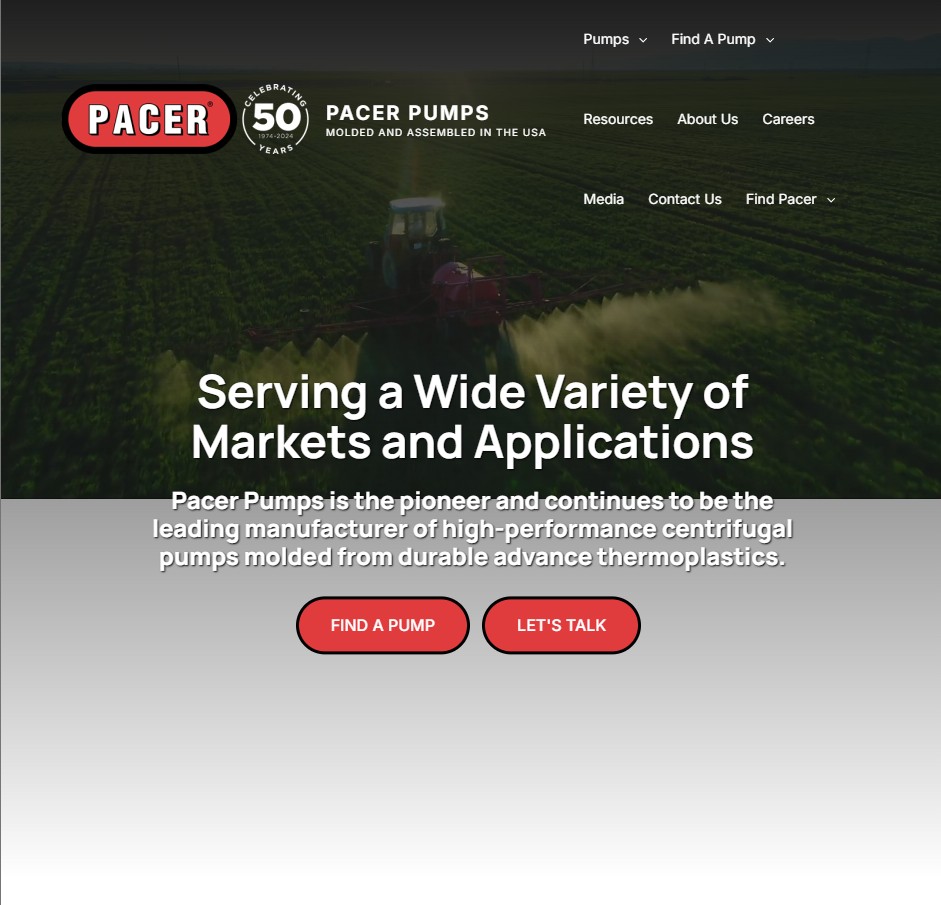 Pacer Pumps website preview