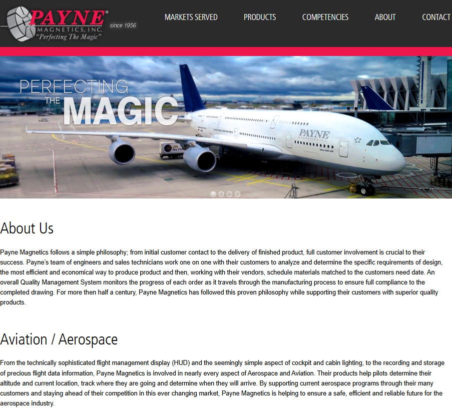 Payne® Magnetics, Inc. website preview