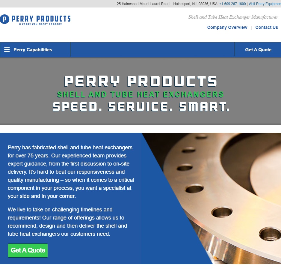 Perry Products Corporation website preview