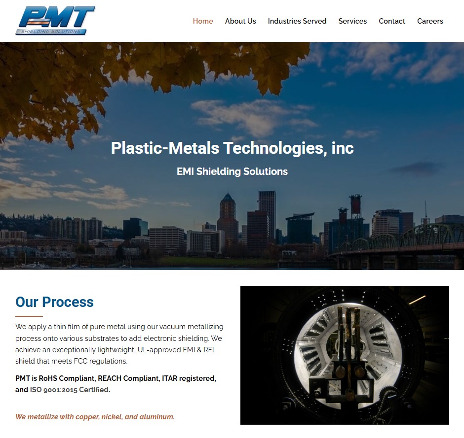 Plastic-Metals Technologies, Inc. website preview