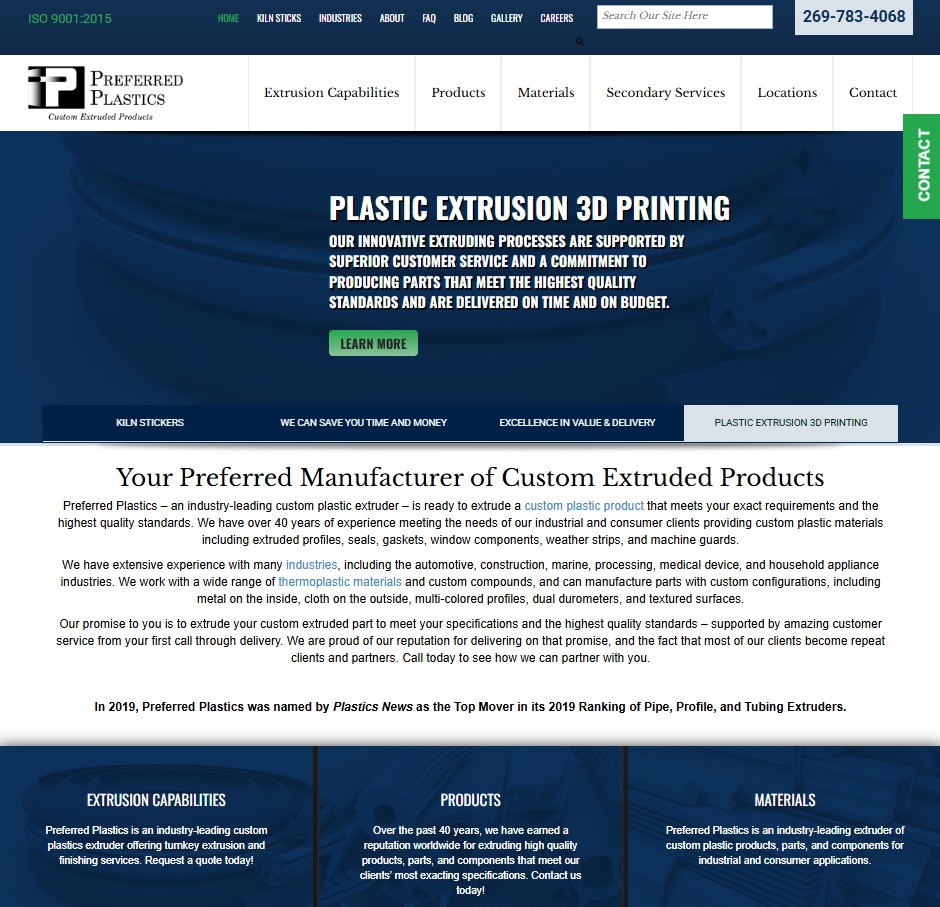 Preferred Plastics, Inc. website preview