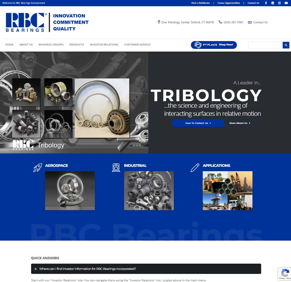 RBC® Bearings website preview