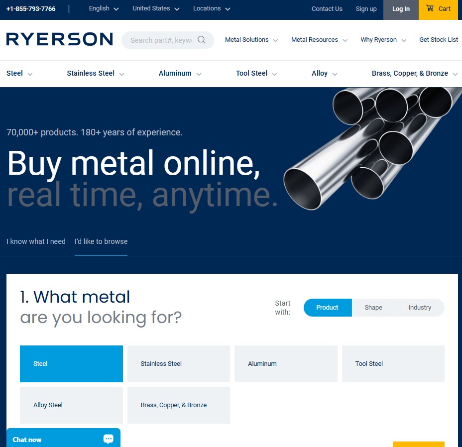Ryerson Inc. website preview