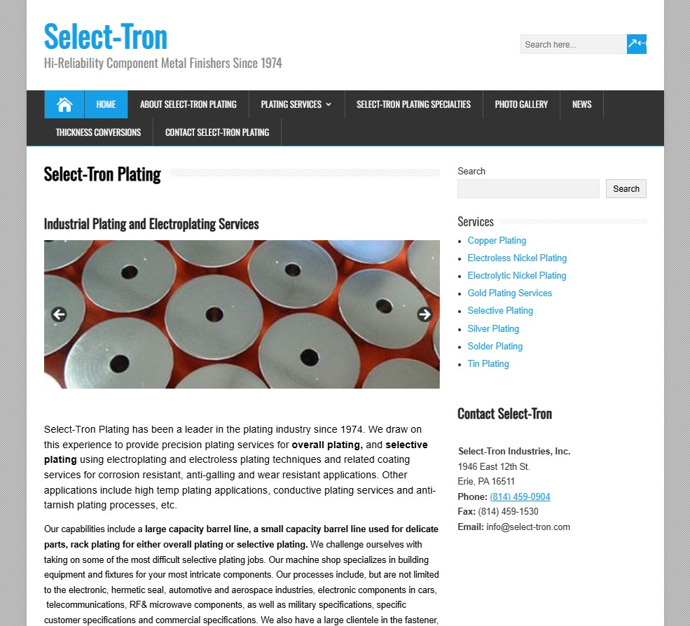 Select-Tron Industries, Inc. website preview