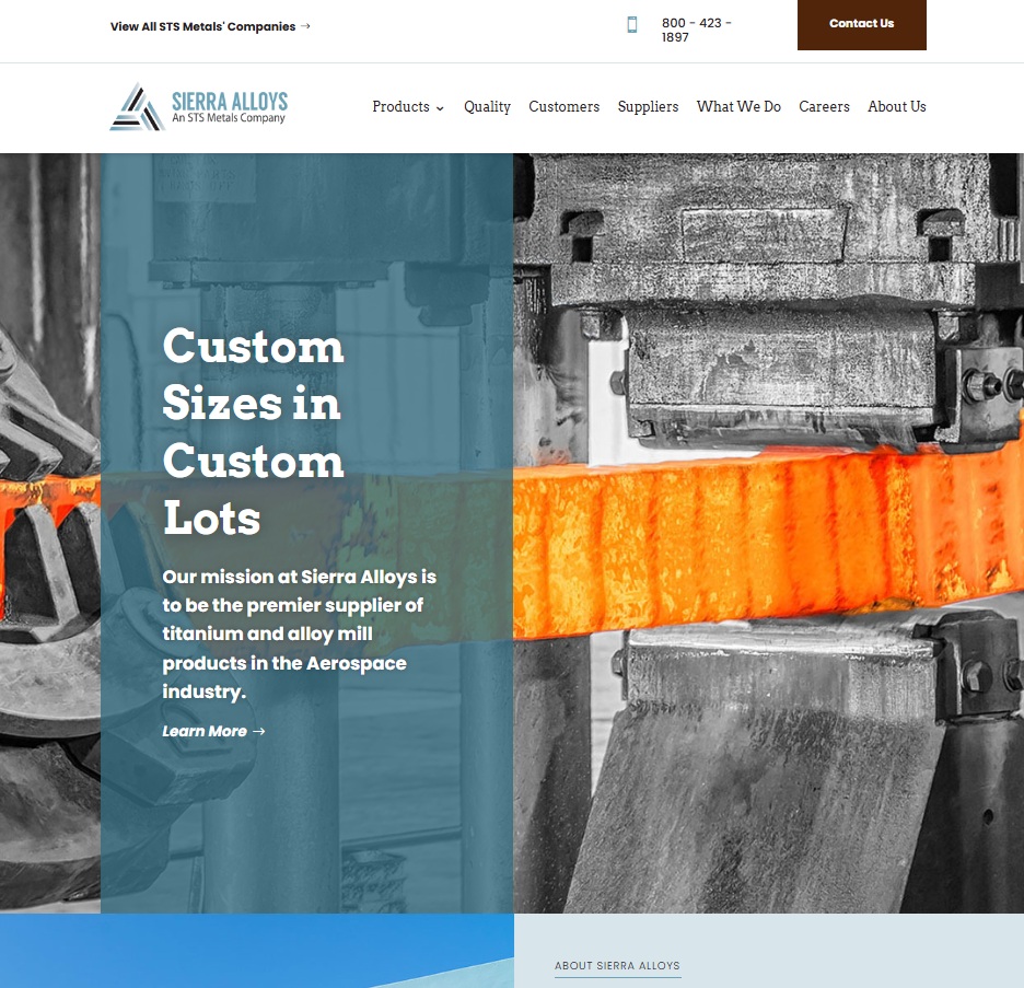 Sierra Alloys website preview