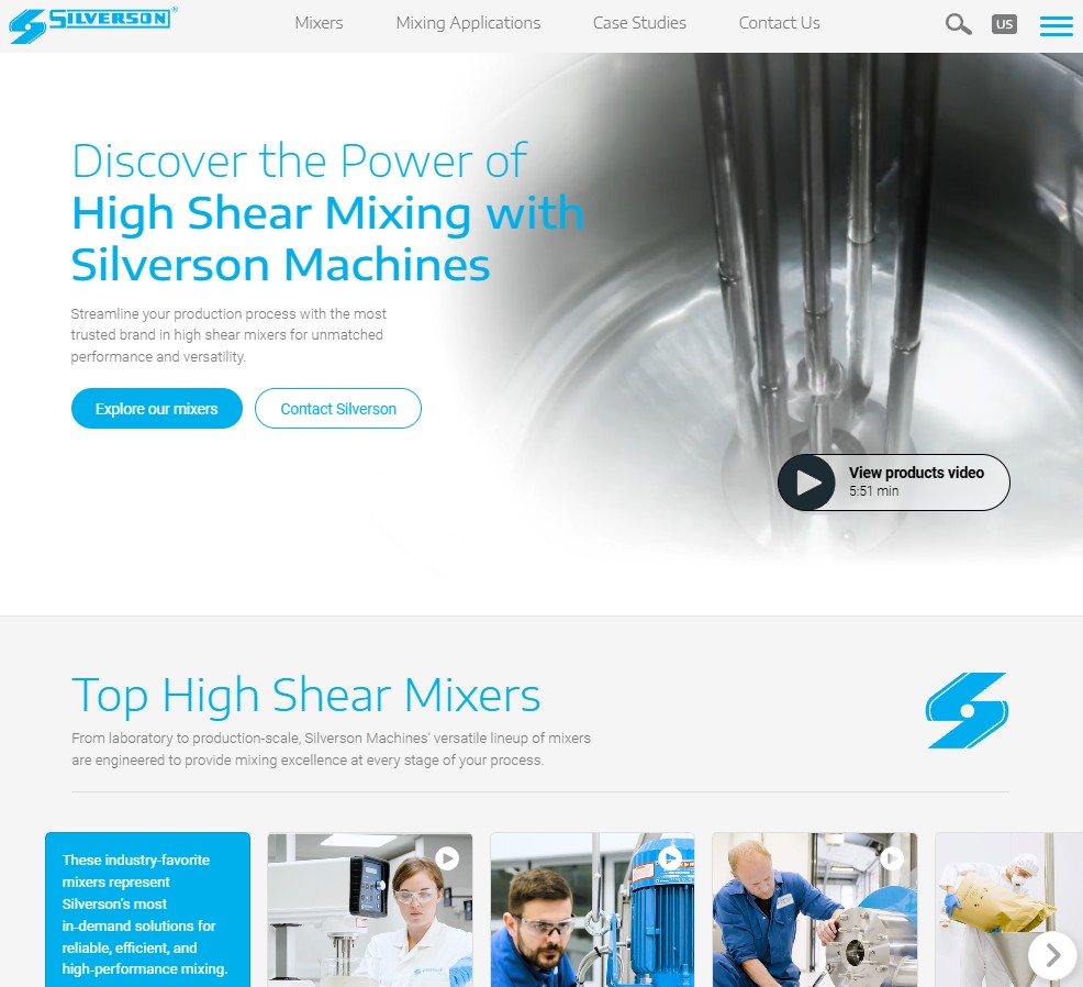 Silverson Machines, Inc. website preview