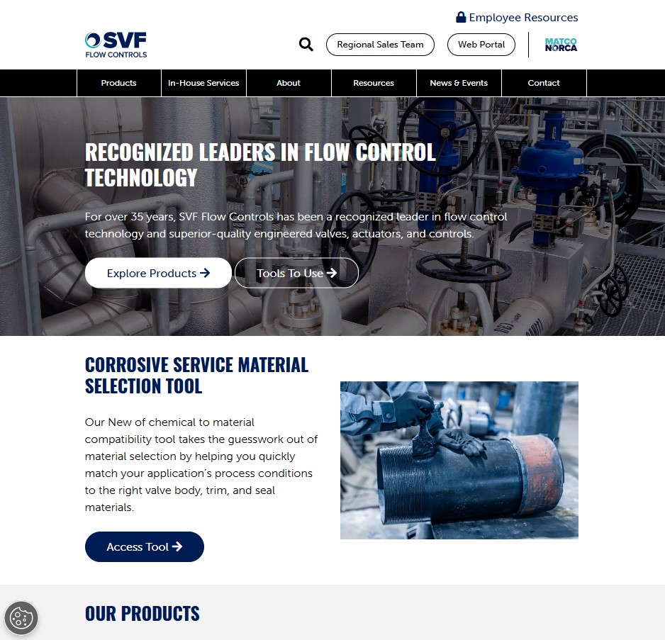 SVF Flow Controls website preview