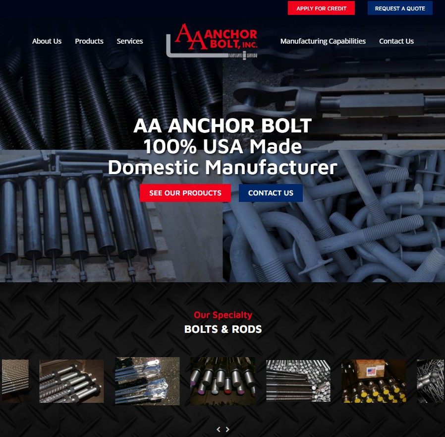 AA Anchor Bolt, Inc. website preview