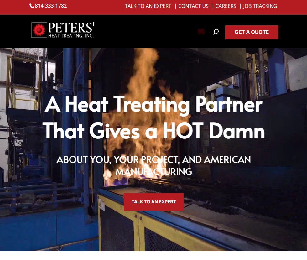 Peters' Heat Treating, Inc. website preview