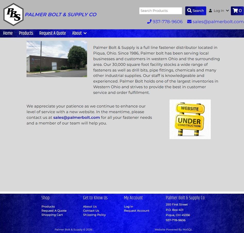 Palmer Bolt & Supply Co. website preview