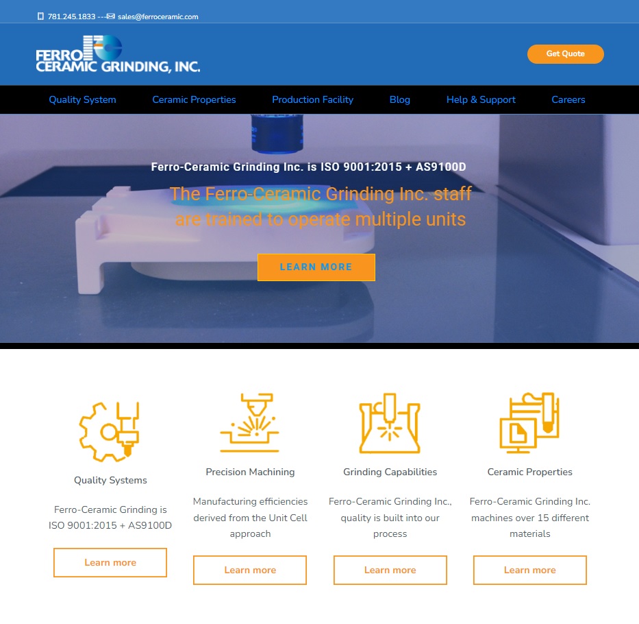 Ferro-Ceramic Grinding, Inc. website preview