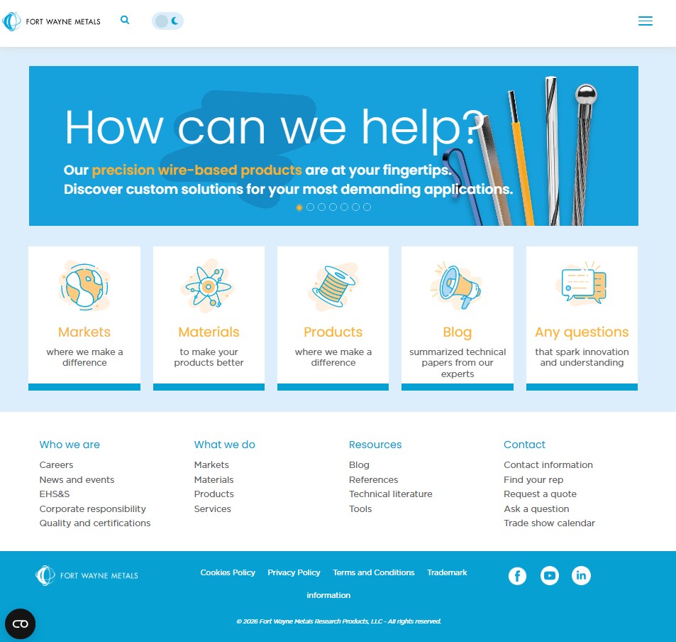 Fort Wayne Metals website preview