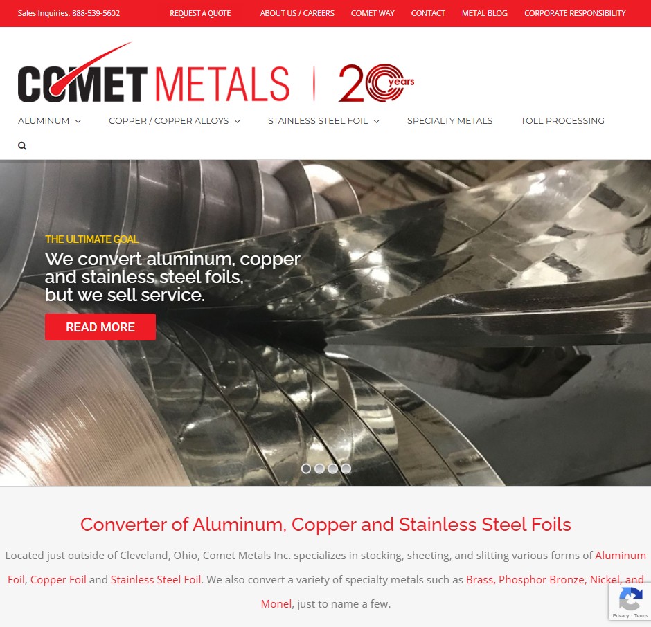 Comet Metals, Inc. website preview