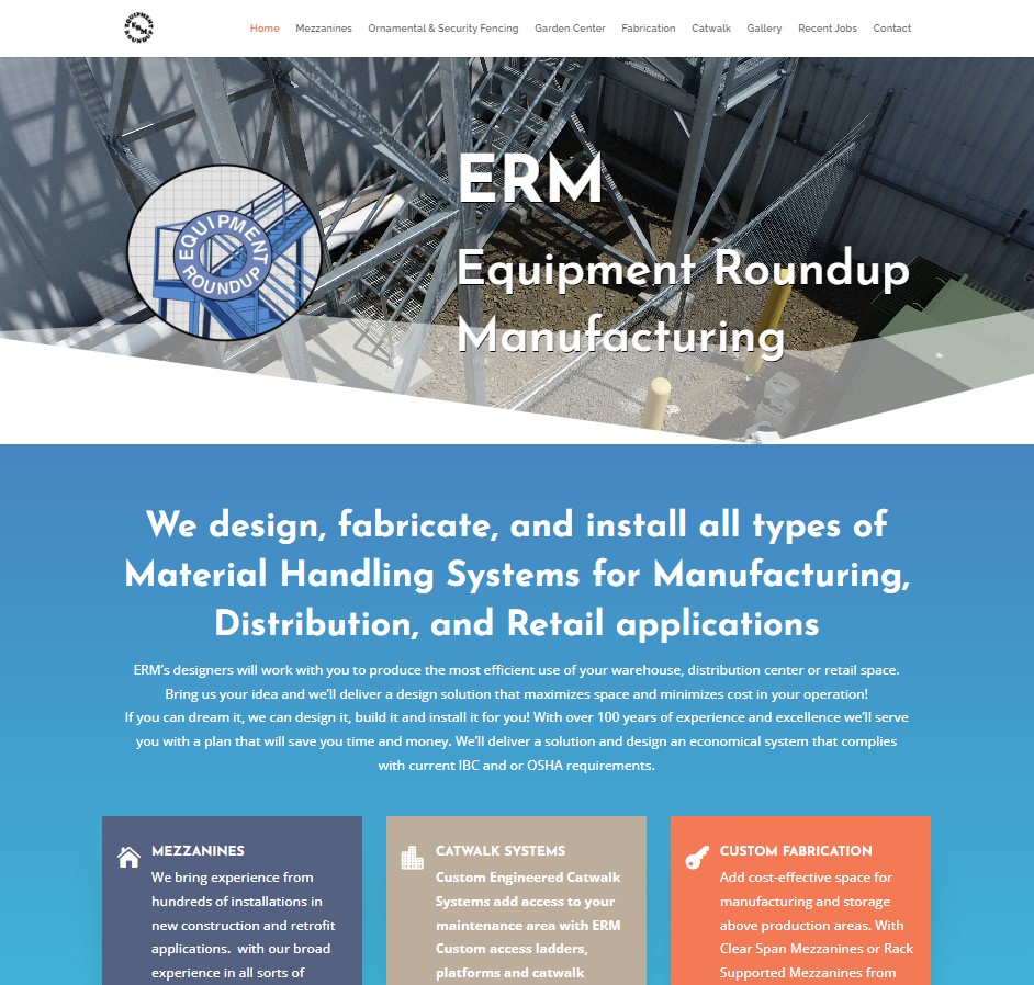 Equipment Roundup Manufacturing website preview