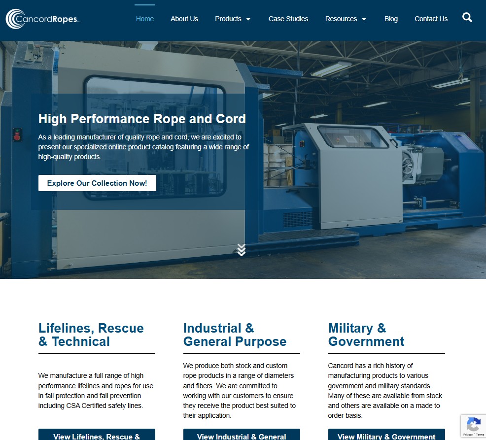 Cancord Ropes Inc. website preview