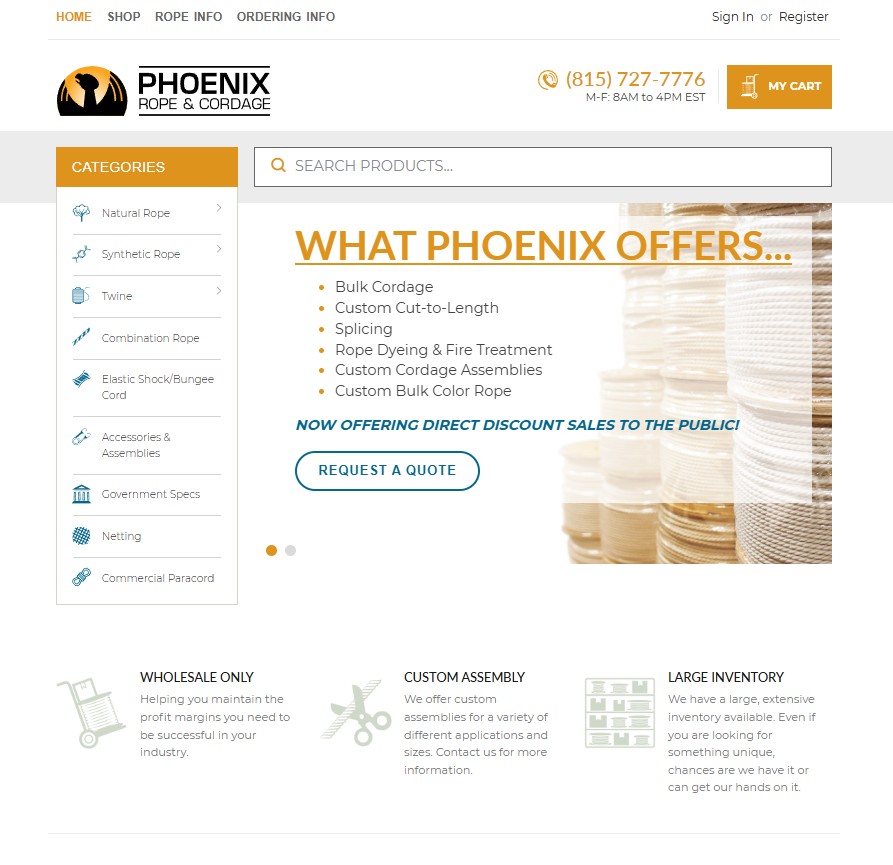 Phoenix Rope & Cordage Co. website preview