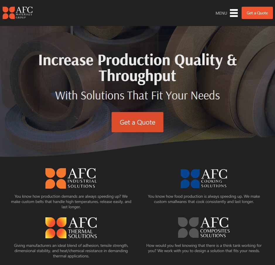 AFC Materials Group website preview