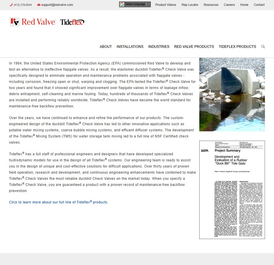 Tideflex Technologies, div. of Red Valve Company website preview