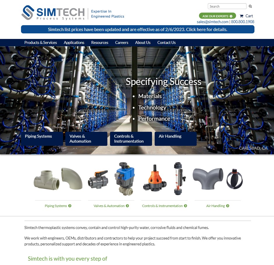 Simtech USA website preview
