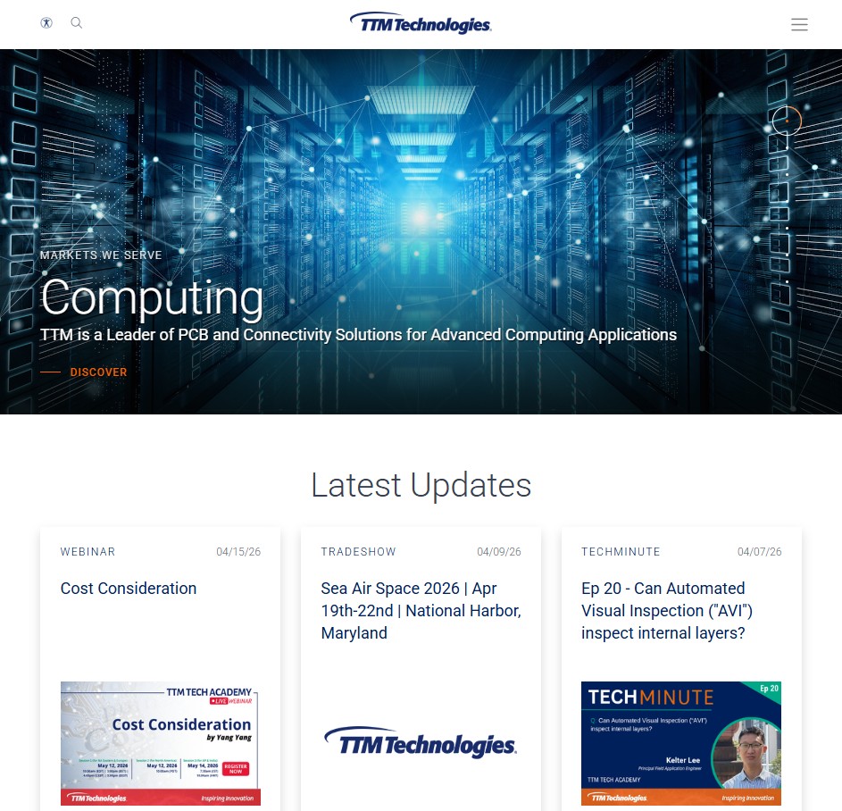 TTM Technologies Inc. website preview