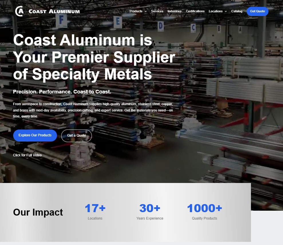 Coast Aluminum website preview