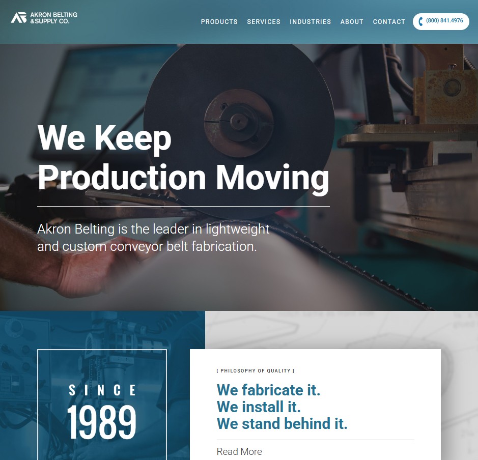 Akron Belting & Supply Company website preview