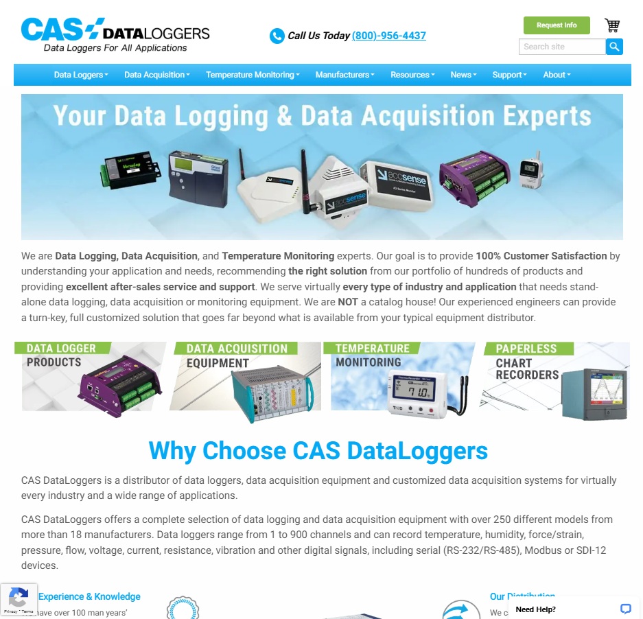 CAS Dataloggers website preview