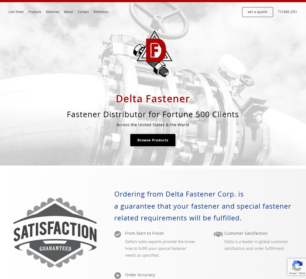 Delta Fastener Corp. website preview