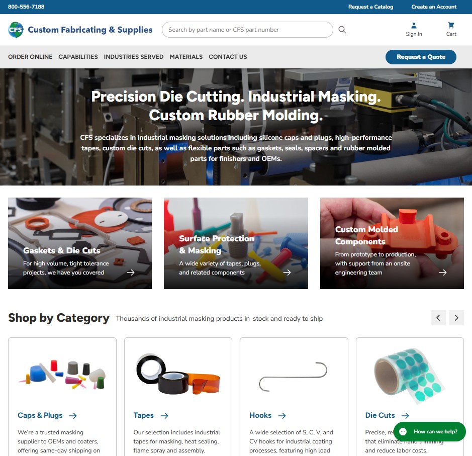 Custom Fabricating & Supplies website preview