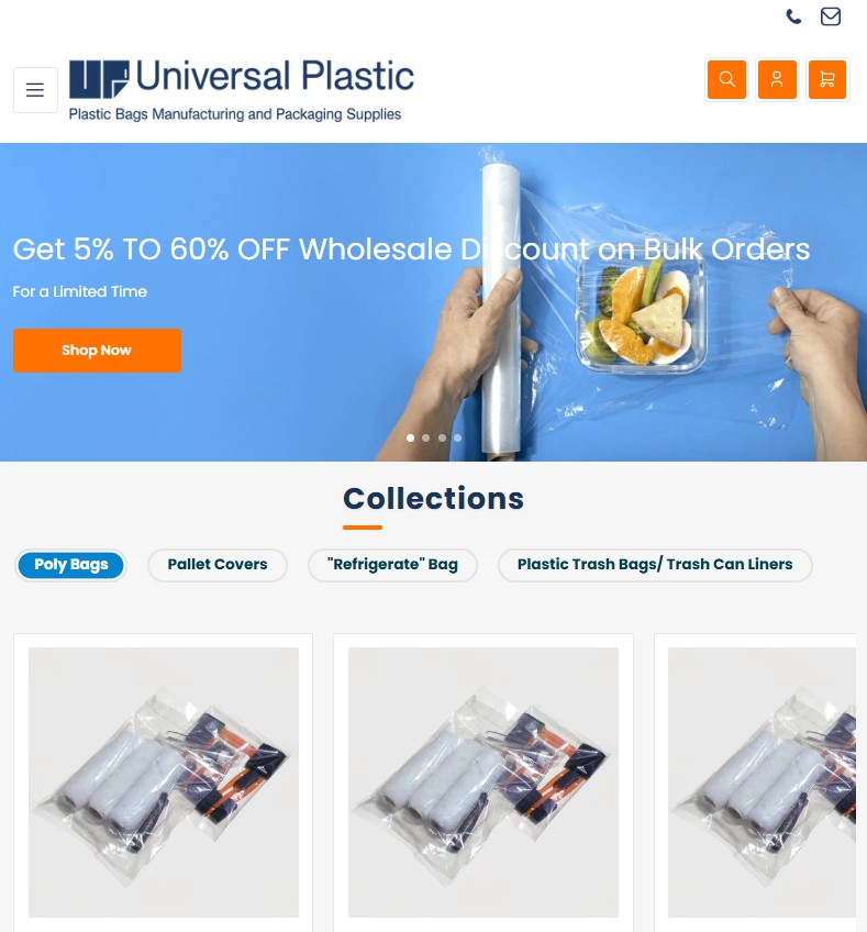 Universal Plastic Bag Manufacturing Co. website preview