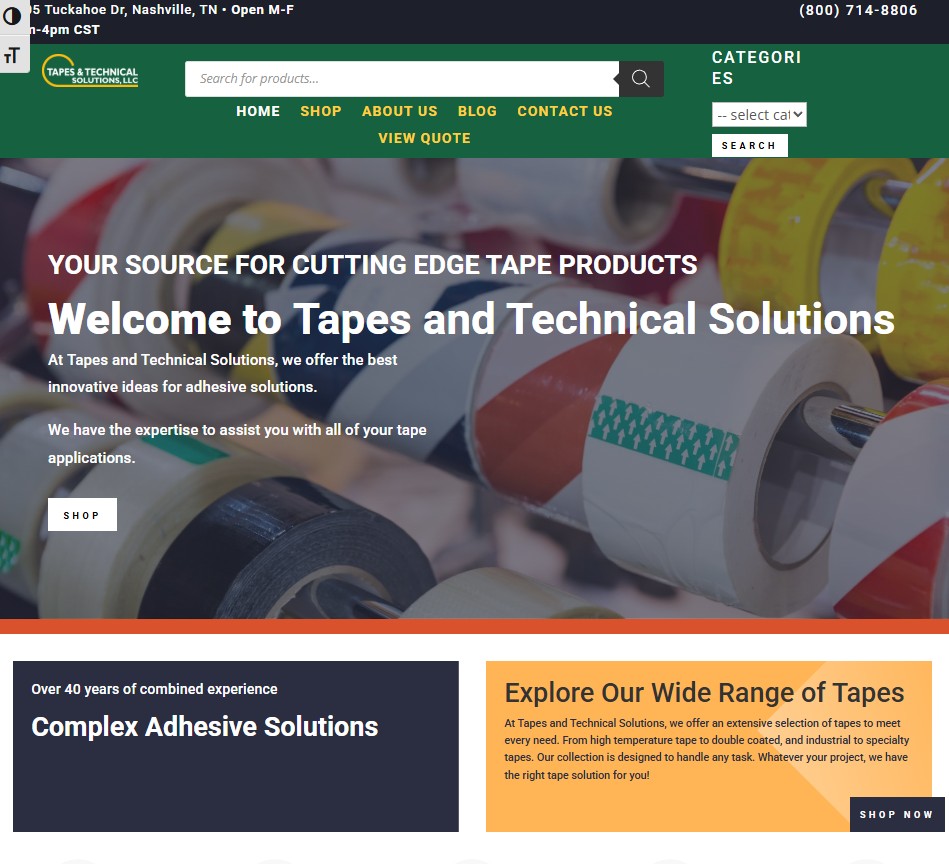Tapes & Technical Solutions website preview