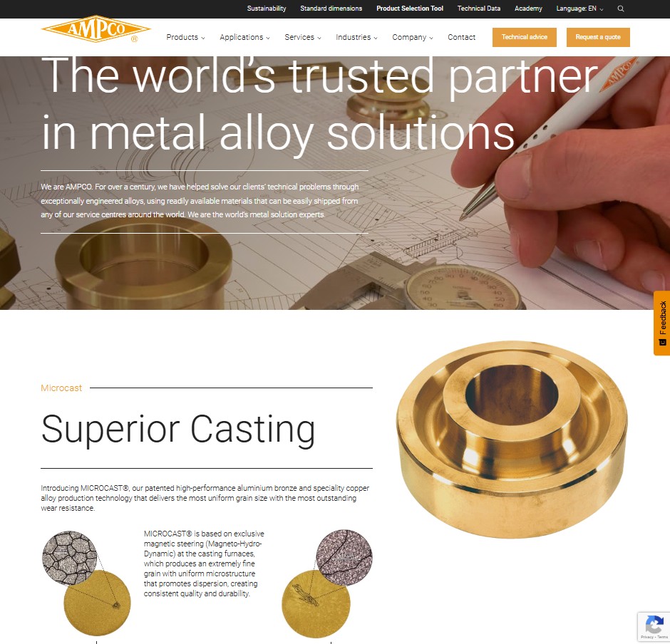 Ampco Metal Inc. website preview