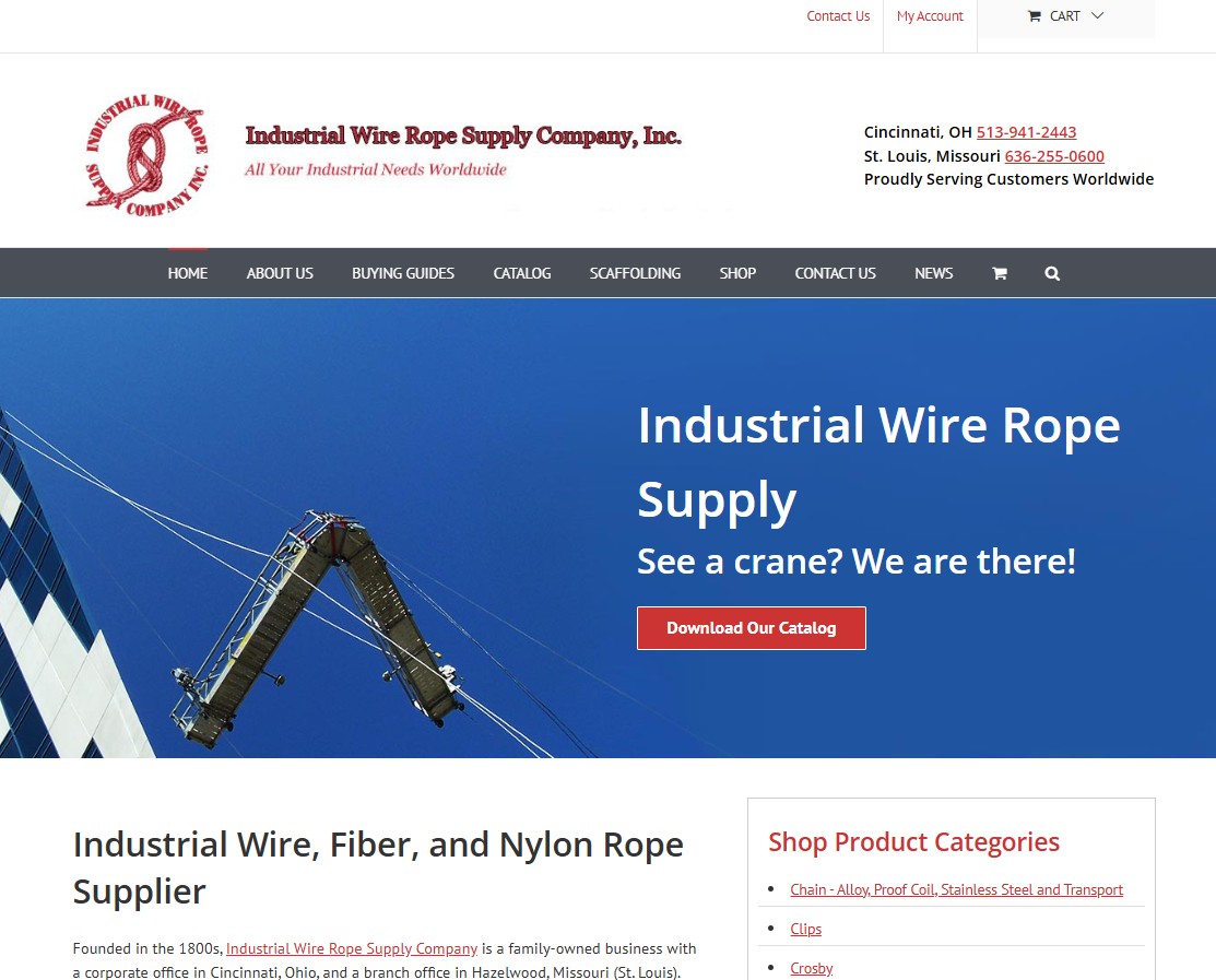 Industrial Wire Rope Supply Co., Inc. website preview