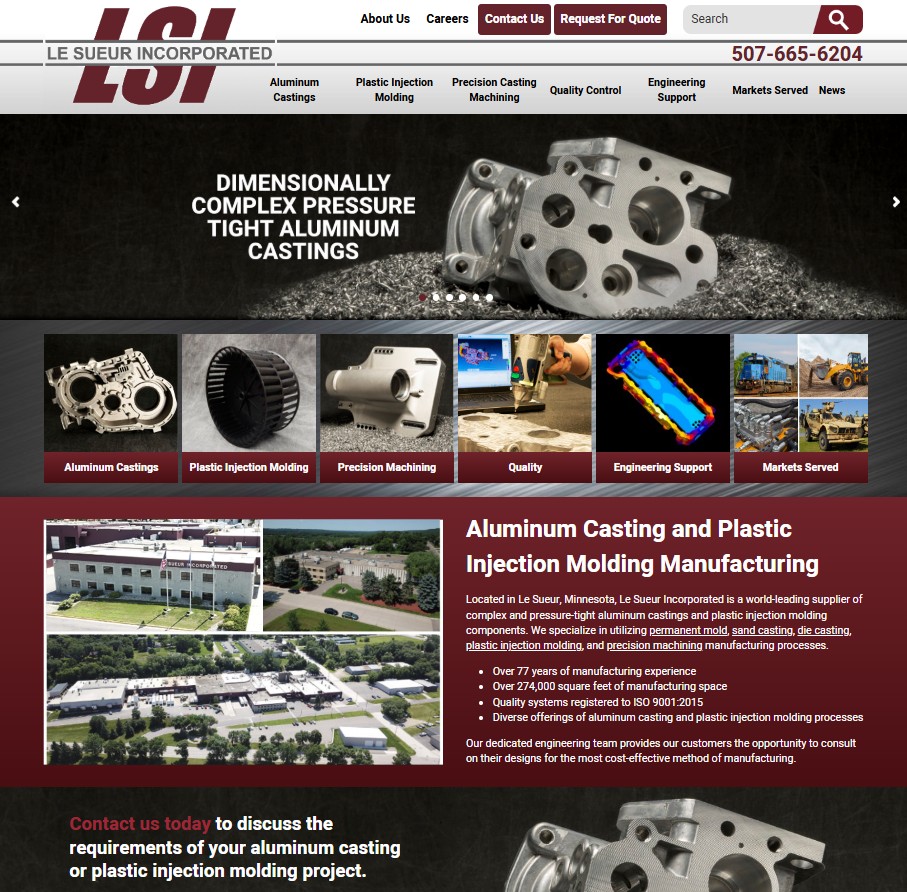 Le Sueur Incorporated website preview