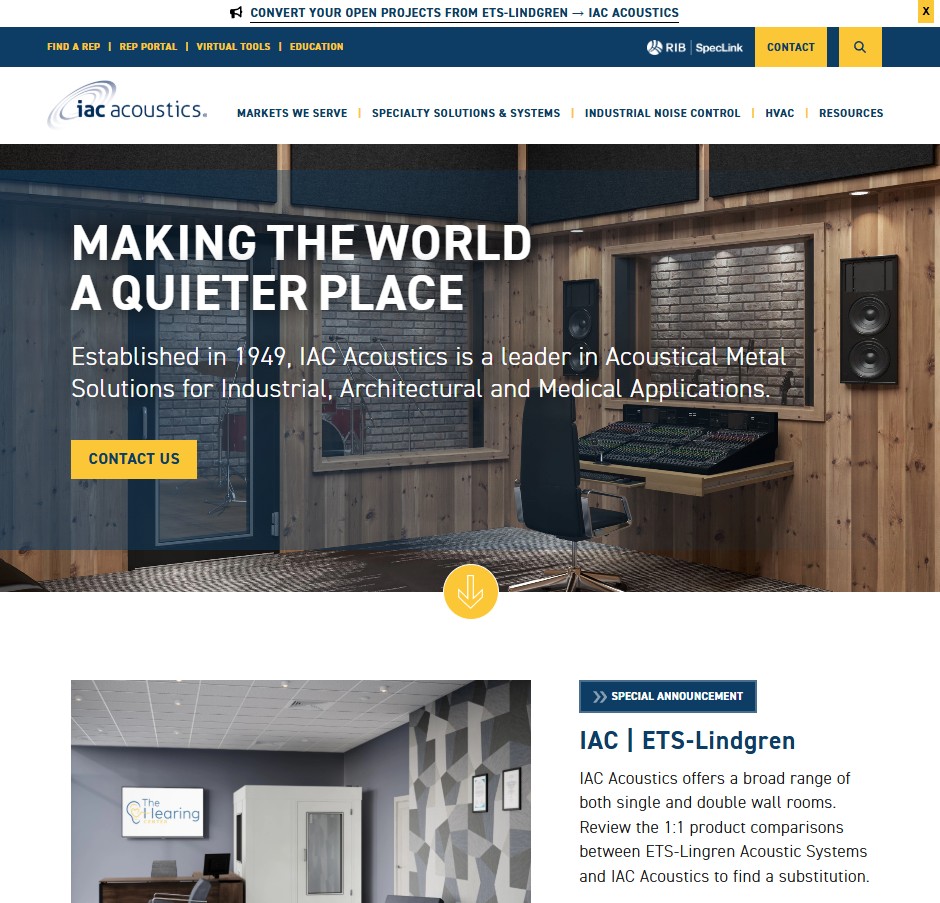 IAC Acoustics website preview