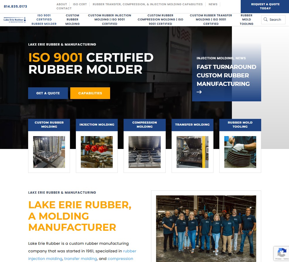 Lake Erie Rubber & Manufacturing website preview