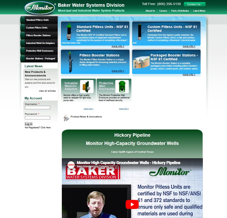 Baker Water Systems Division website preview