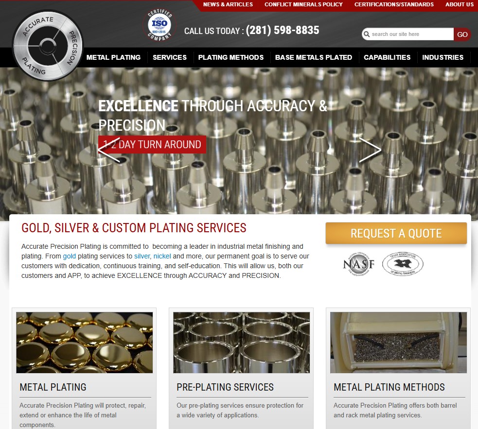 Accurate Precision Plating, LLC website preview