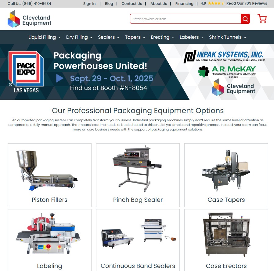 Cleveland Equipment & Machinery Company website preview