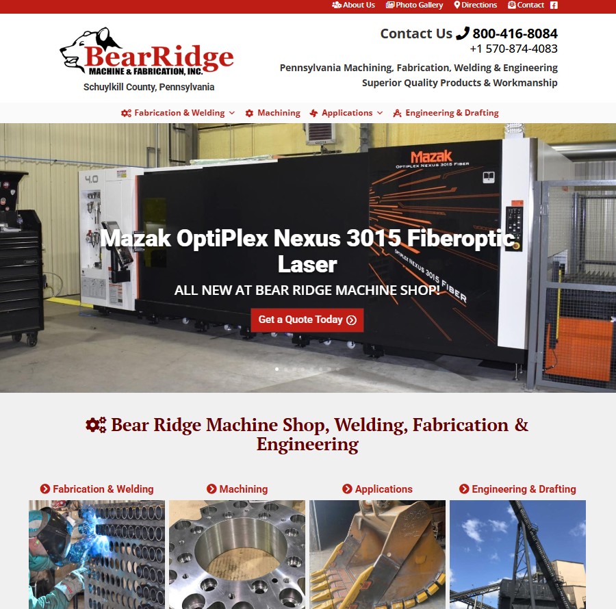 Bear Ridge Machine & Fabrication, Inc. website preview
