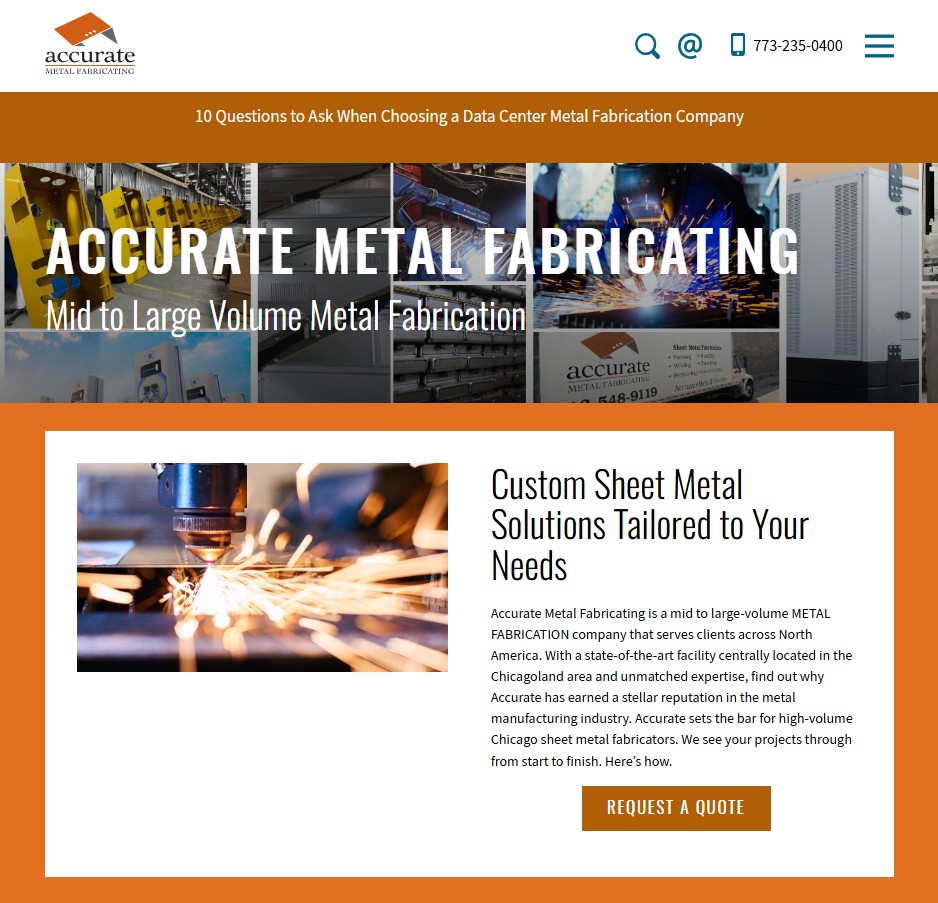 Accurate Metal Fabricating website preview