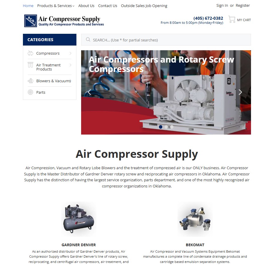 Air Compressor Supply, Inc. website preview