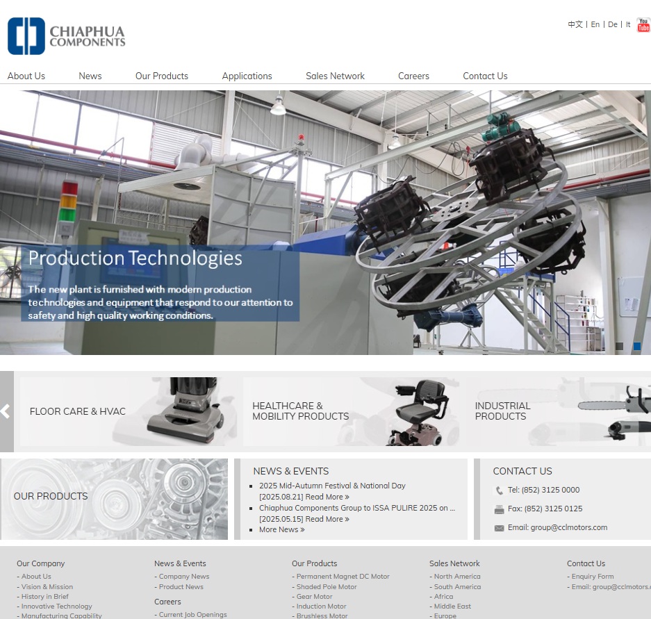 Chiaphua Components North America Inc. website preview